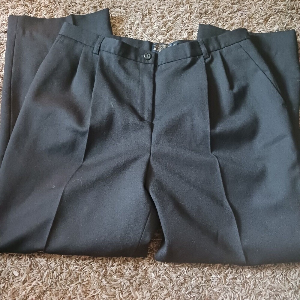 Pendleton Womens Vintage  Black Pleated Wool Slacks Dress Pants Size 14